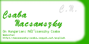 csaba macsanszky business card